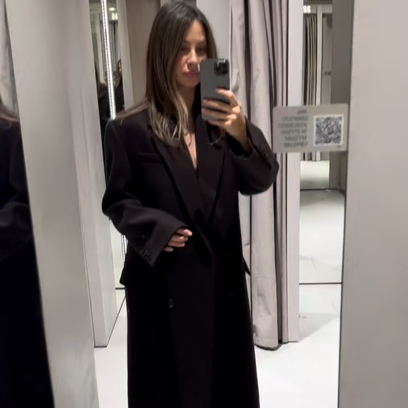 ZARA BROWN OVERSIZED DOUBLE-BREASTED WOOL COAT - Picture 5 of 15